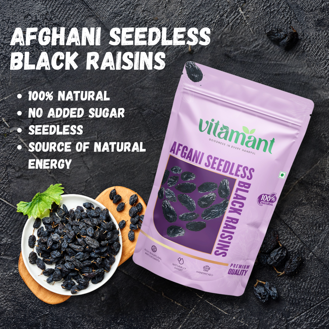 Afghani seedless black raisins
